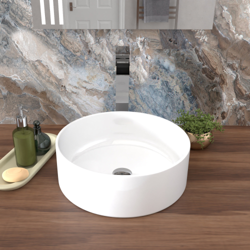 NES Home Nes Home Coley 360mm Countertop Basin Round Gloss White