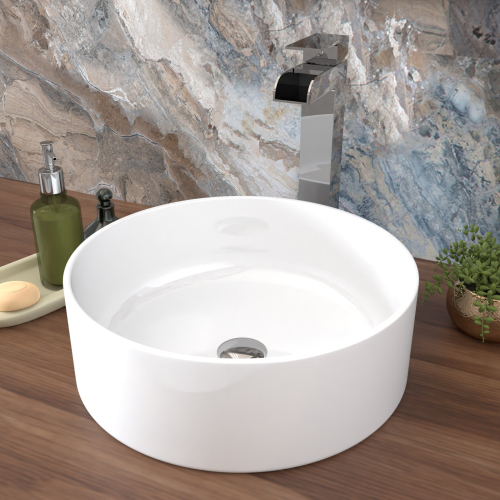 NES Home Nes Home Coley 360mm Countertop Basin Round Gloss White 1
