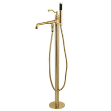 Freestanding Roman Tub Filler With Hand Shower Brushed Brass