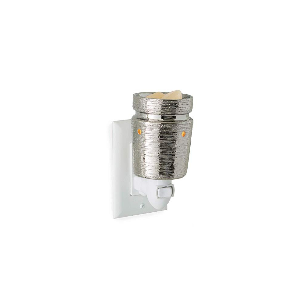 Candle Warmers Etc Plug-in Fragrance Warmer Decorative for Scented Candles, Wax Melts, Tarts or Fragrance Oils Brushed Chrome Silver Ceramic