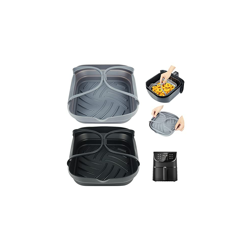 YQL Airfryer Silicone Liners, Square Air Fryer Liners Reusable for 4.7L-8L air Fryer Basket Foldable Air Fryer Accessories for COSORI,Tower,Tefal,