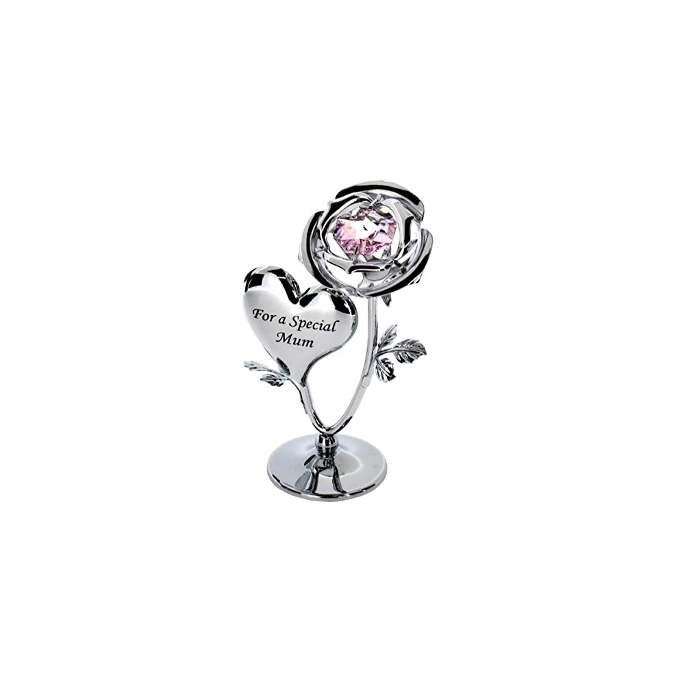 Crystocraft Crystal Ornament Gift Set made with Swarovski crystals Strass Rose Flower (For a Special Mum)