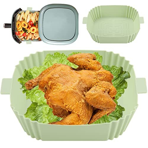 2Pcs Air Fryer Silicone Liner 8inch Square Air Fryer Liners Reusable ...