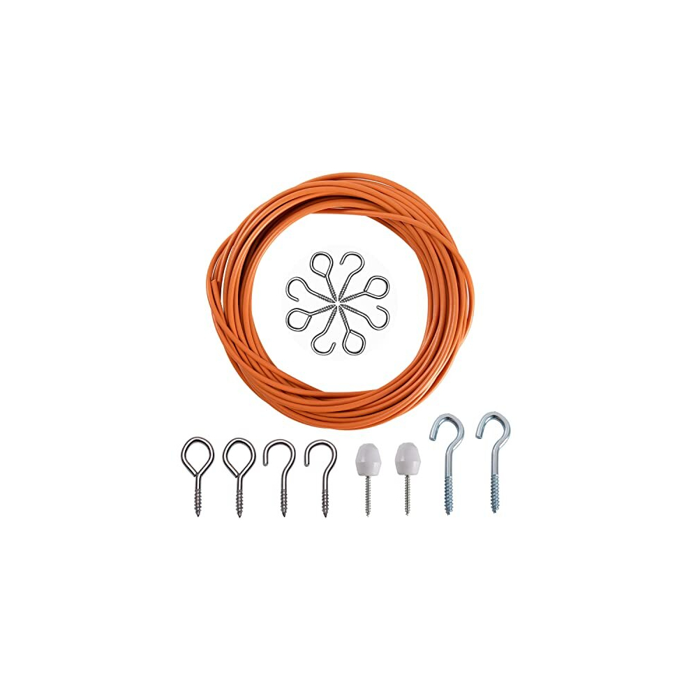 Net Curtain Wire and Hooks Set, 10M Net Curtain Wire with 30pcs Eye Bolts and 30pcs Screw-in Hooks for Net Curtain Rod(orange)?