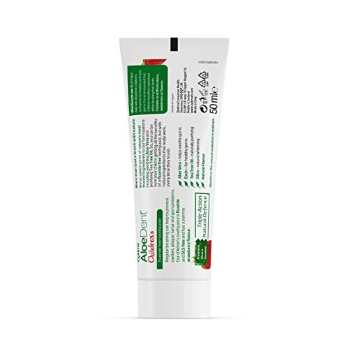 Optima Aloe Dent Fluoride-free Childrens Toothpaste 50ml Strawberry Flavour 2