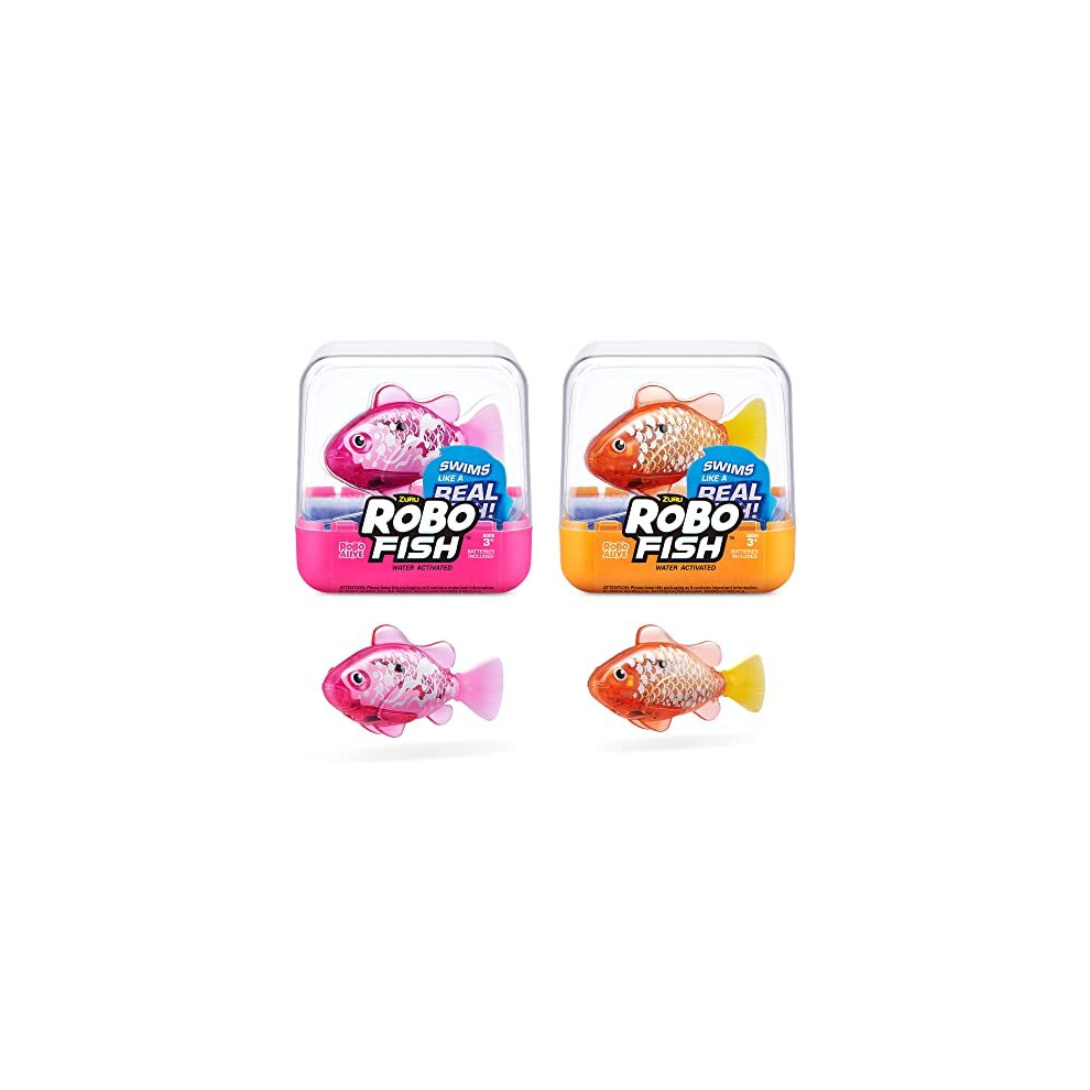 Robo Fish Series 3 Robotic Swimming Fish (Pink and Purple) electronic pet fish, summer pool toy, bath toy, (2 Pack, Pink and Purple)