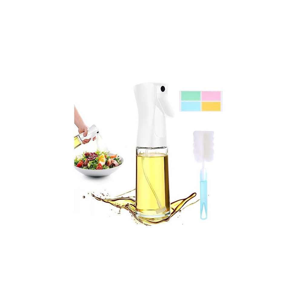 Oil Sprayer,200ml Glass Olive Oil Spray Bottle for Cooking Air Fryer Oil Dispenser Oil Sprayer Mister with Brush and Sticker,Kitchen Gadgets