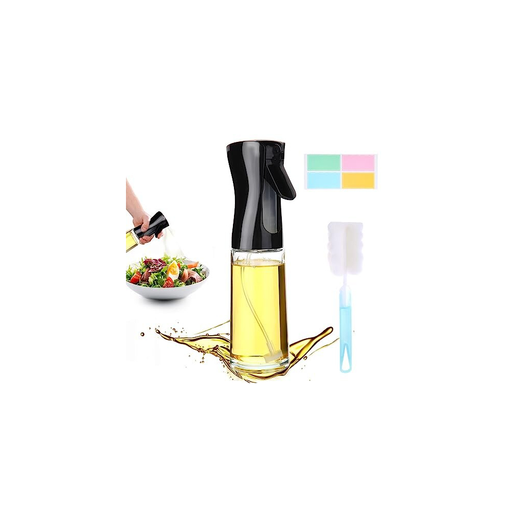 Oil Sprayer,200ml Glass Olive Oil Spray Bottle for Cooking Air Fryer Oil Dispenser Oil Sprayer Mister with Brush and Sticker,Kitchen Gadgets