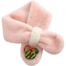 Christmas Scarf Cute Soft Cross Tie Collar Fluffy Fur Plush Shawl Wrap Neck Warmer for Girls Boys Red