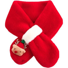Christmas Scarf Cute Soft Cross Tie Collar Fluffy Fur Plush Shawl Wrap Neck Warmer for Girls Boys Red