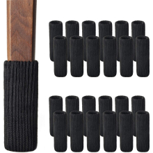 Chair Leg Protectors for Hardwood Floors, High Elastic Knitted Non Slip No Scratch Noise Furniture Socks, Black, 24PCS