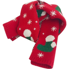 Kids Christmas Reindeer Snowflake Scarf Fall Winter Warm Knit Scarf