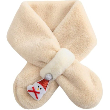 Christmas Scarf Cute Soft Cross Tie Collar Fluffy Fur Plush Shawl Wrap Neck Warmer for Girls Boys Red