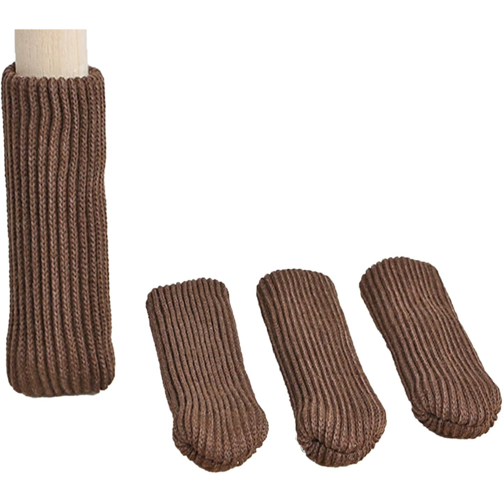 32pcs  Knitted Chair Foot Cover, Thickened Wear-Resistant Anti-Slip Silent Stool Chair Foot Pad, Fits All Leg Shapes (Coffee)-image-OPC-PD52JDF-NEW