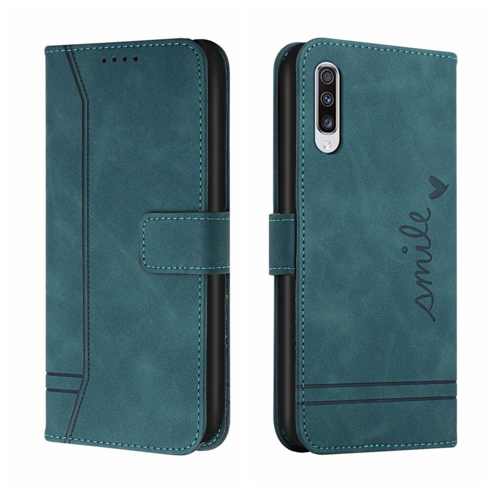 Leather Magnetic Closure Case with Flip Wallet Stand Function Cover for Samsung Galaxy A70,Green