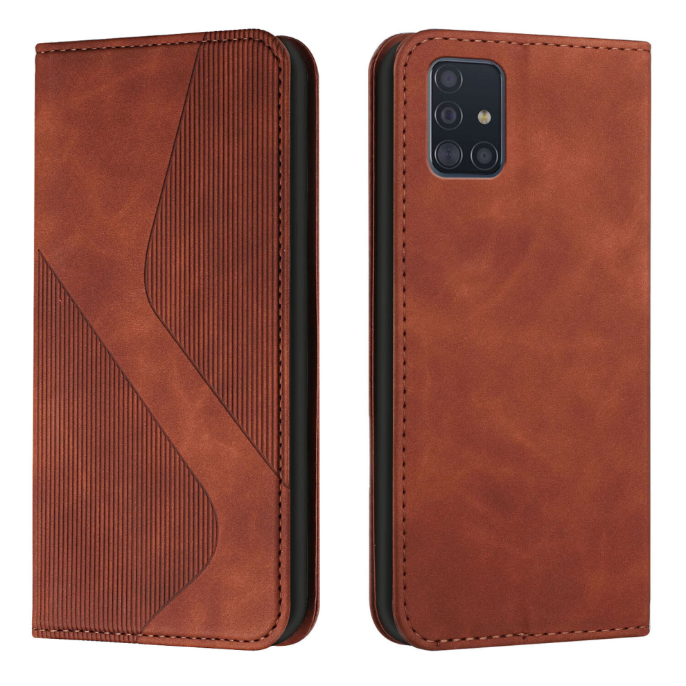 Samsung Galaxy A51 5G Case, PU Leather Flip Cover Magnetic Closure Wallet Card Slots Stand Case,Brown