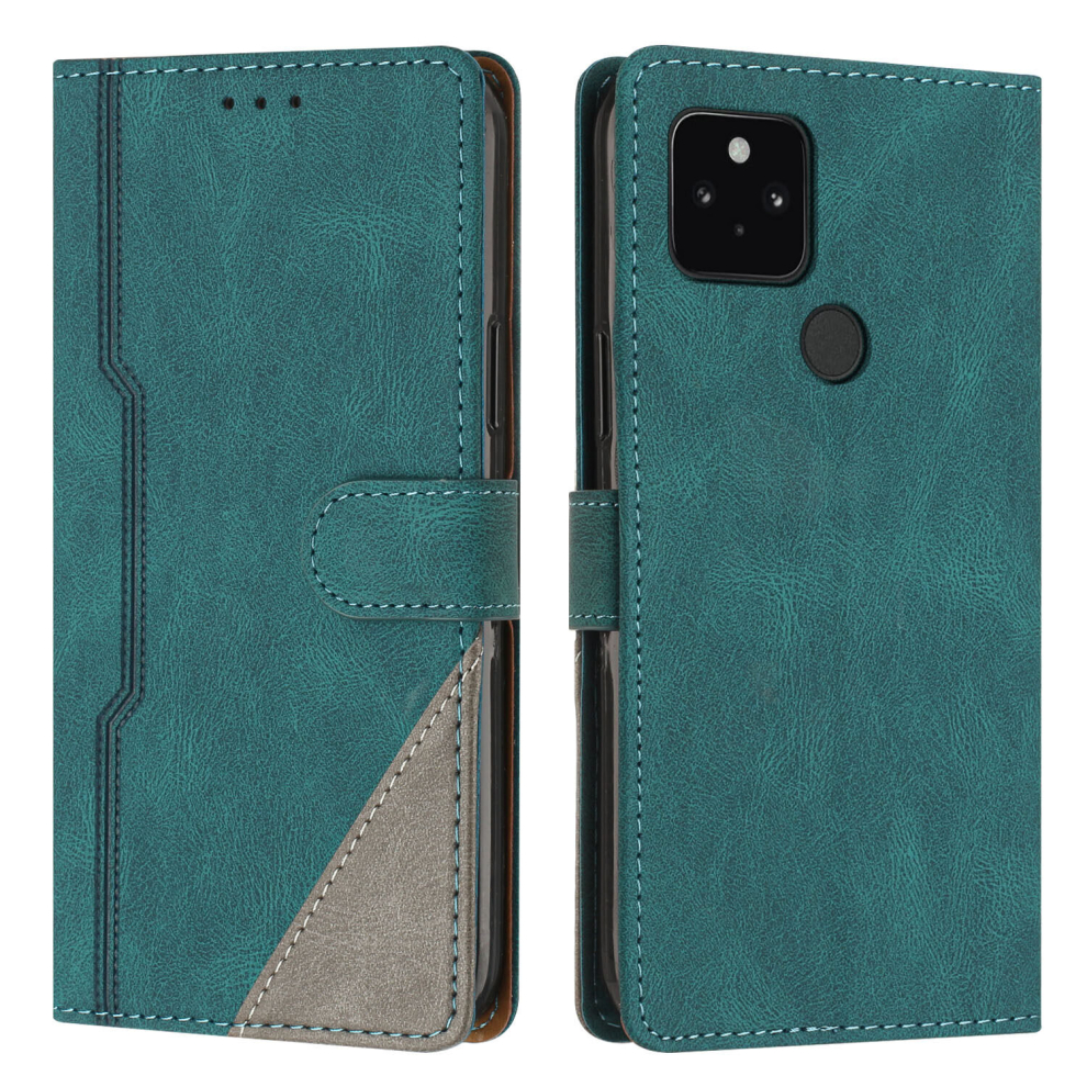 Leather Magnetic Clasp Case with Flip Wallet Stand Function Cover for Google Pixel 5,Green