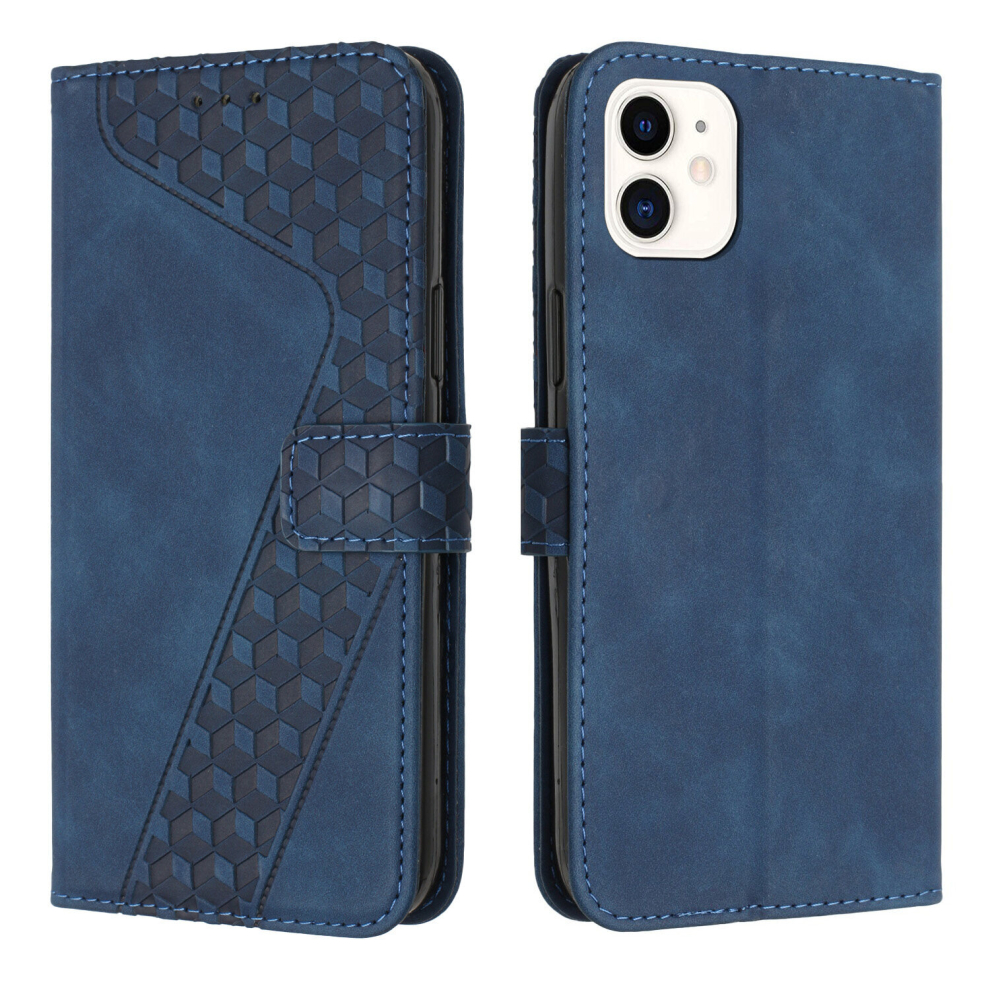 iphone12 mini Case, PU Leather Flip Cover Magnetic Clasp Design Wallet Card Slots Stand Case,Blue