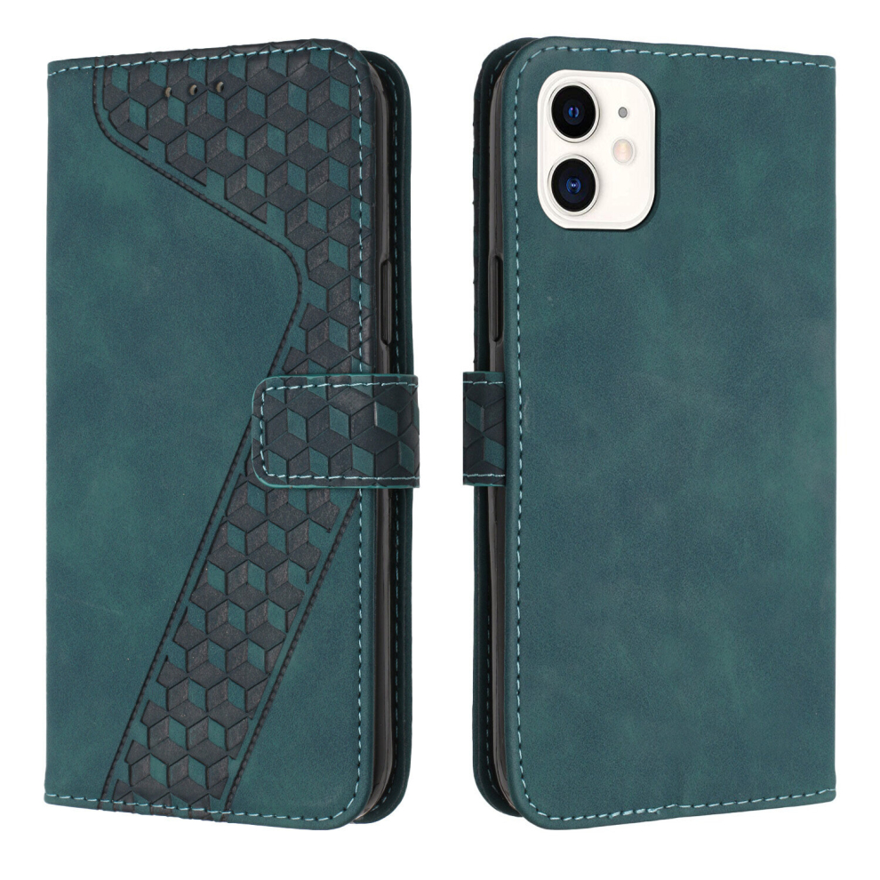 iphone12 mini Case, PU Leather Flip Cover Magnetic Clasp Design Wallet Card Slots Stand Case,Green