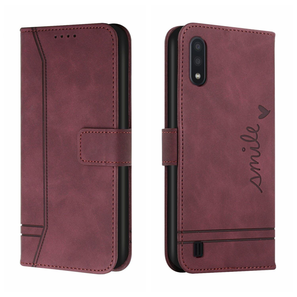 Leather Magnetic Closure Case with Flip Wallet Stand Function Cover for Samsung Galaxy A10,Red