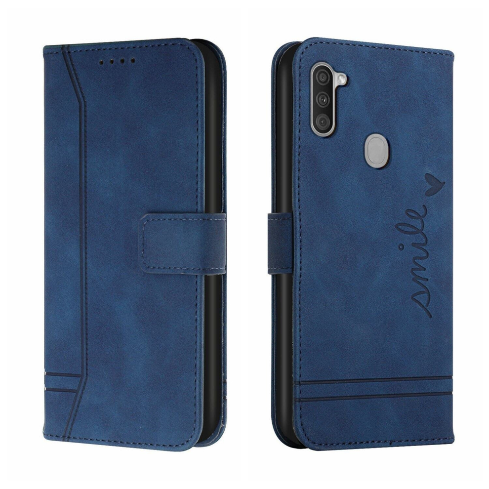 Leather Magnetic Closure Case with Flip Wallet Stand Function Cover for Samsung Galaxy A11,Blue