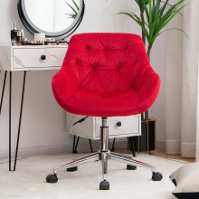 Velvet Office Chair, Ergonomic Swivel Computer Desk Chair (Red)
