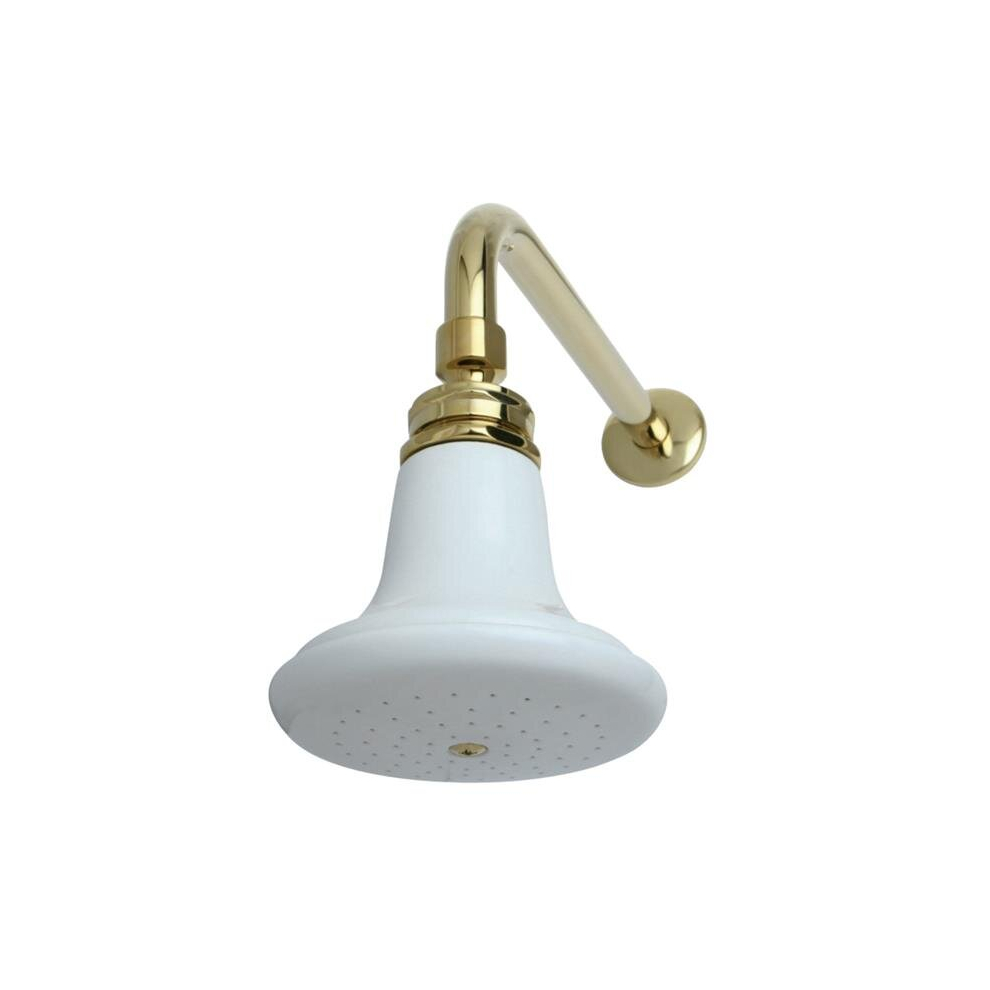 12 In. Victorian Ceramic Showerhead With Shower Arm Combo, Polished Brass 780475850149