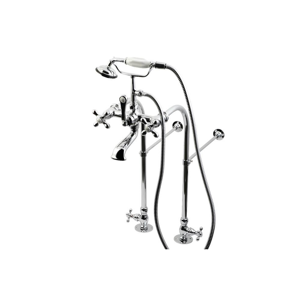 Vintage Freestanding Clawfoot Tub Faucet With Hand Shower, Polished Chrome 780475900288