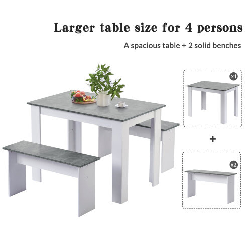 Dining Table with 2 Benches Dining Table Set for Kitchen, Dining Room 1