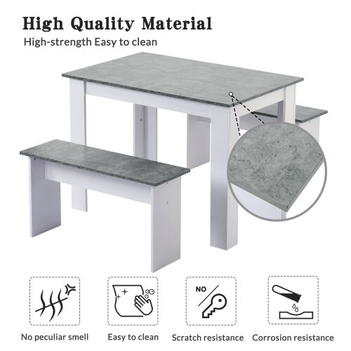 Dining Table with 2 Benches Dining Table Set for Kitchen, Dining Room 2