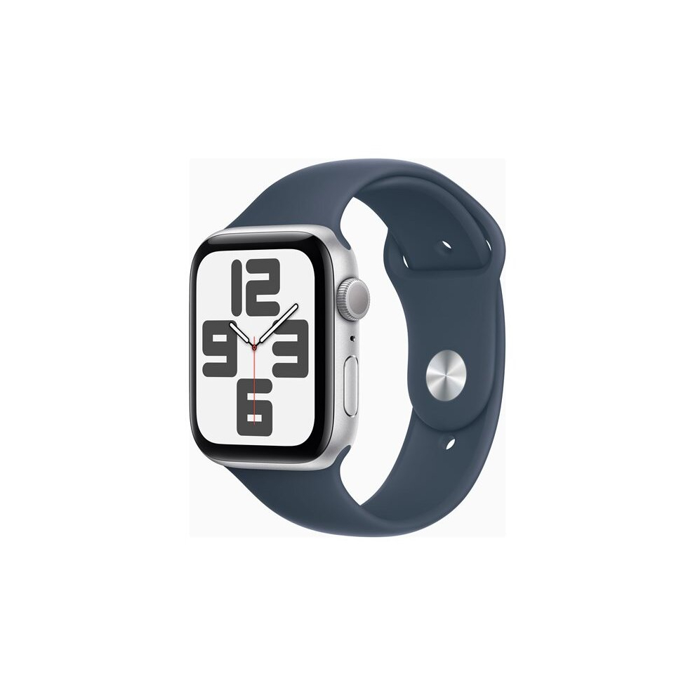 Apple Watch SE (GPS) - 2nd generation - 44 mm - silver - smart watch with sport band - fluoroelastomer - storm blue - ba