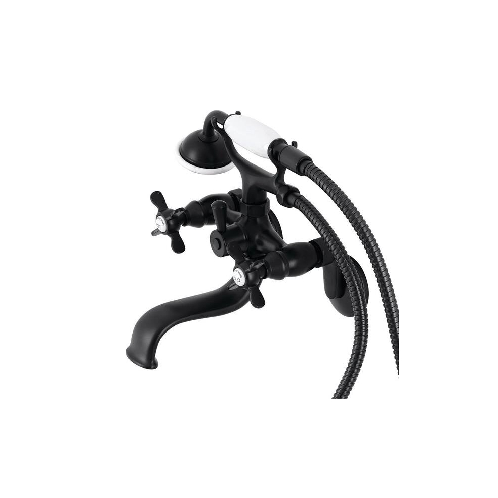Essex Wall Mount Clawfoot Tub Faucet With Hand Shower, Matte Black 780475790018