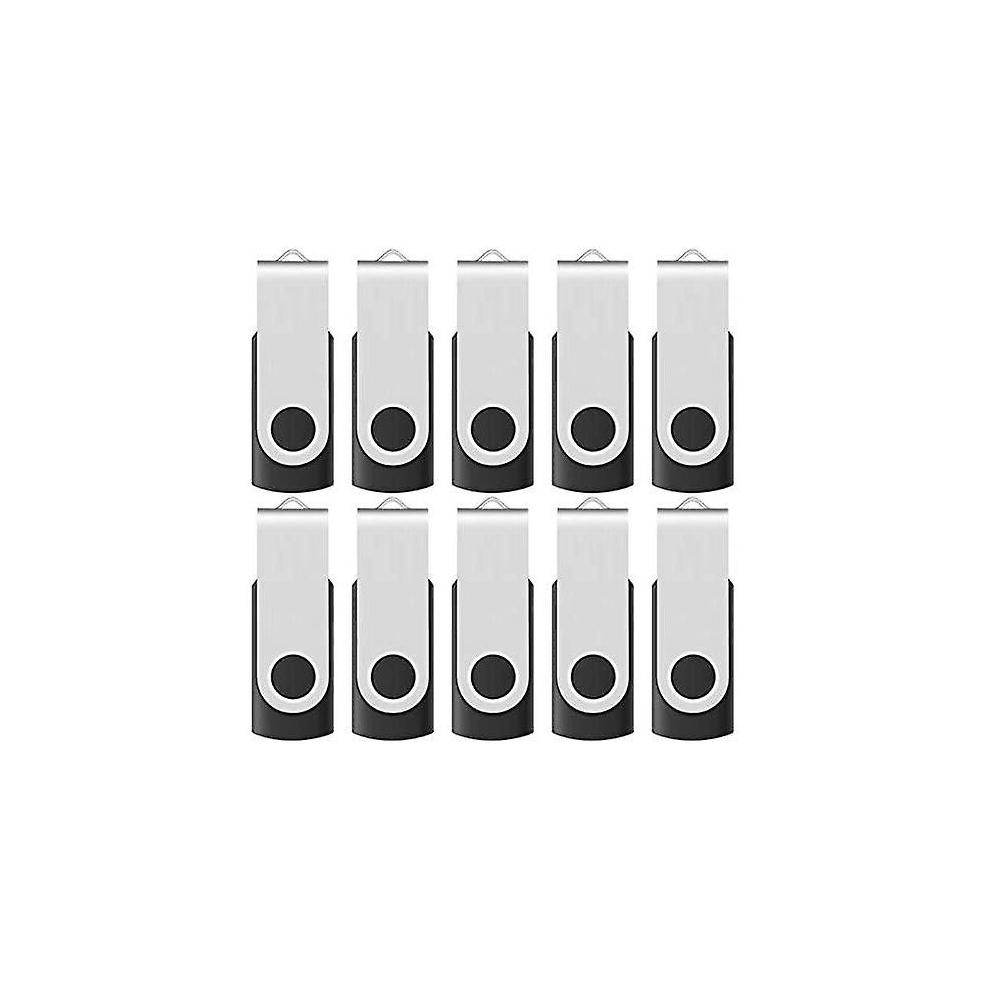 16Gb Usb 2.0 Flash Memory Stick Drive Swivel Thumb Drives Bulk 10 Pack, With Led Indicator, ( ) Black 9326616012871