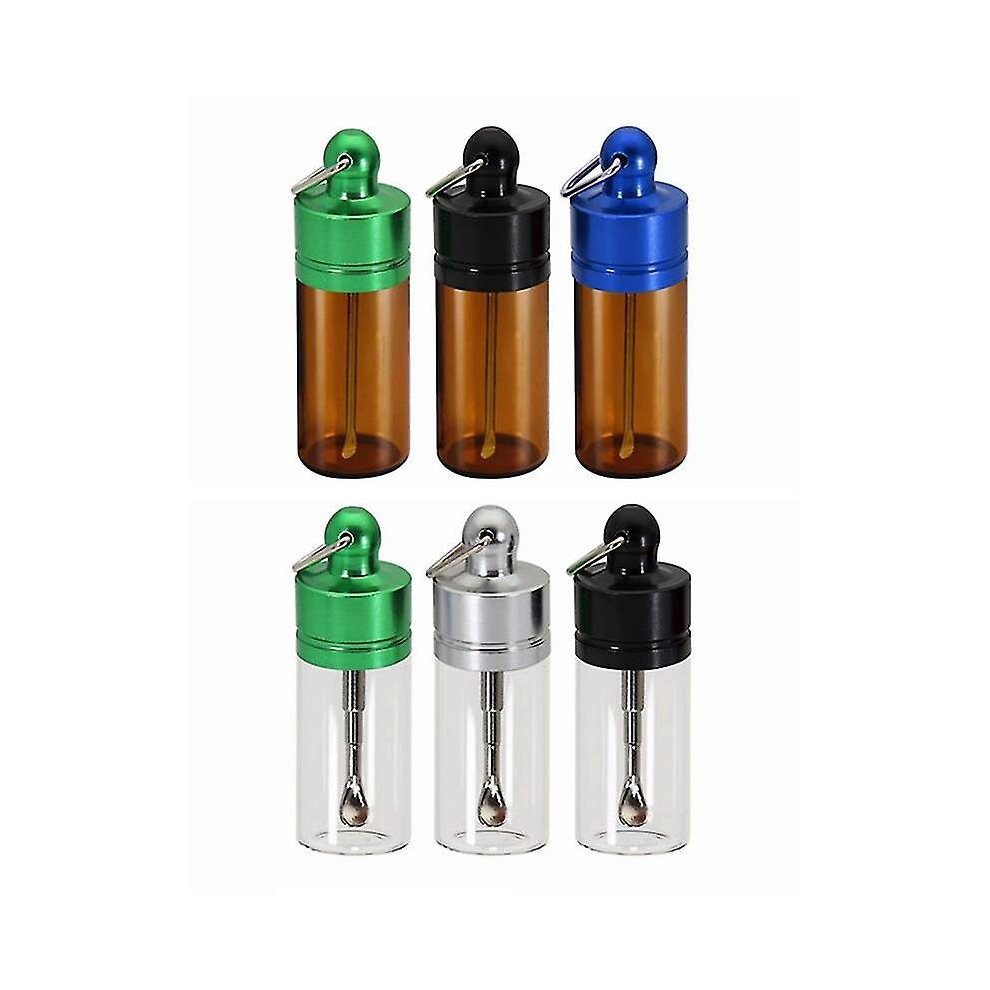 1pcs Snuff Glass Bottle With Telescopic Spoon 42mm Snorter Sniffer Pill Box Case
