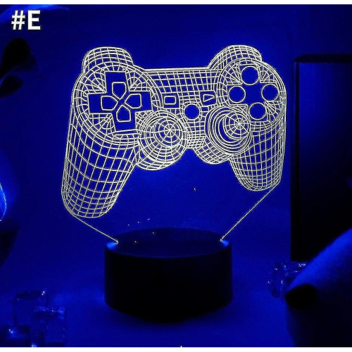 3d Night Lamp Gaming Room Desk Setup Lighting Decor On The Table Ps Gamepad Shape Game Console Icon 1