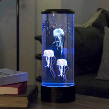 Led Jellyfish Lava Lamp, Usb Electric Mood Round, With 3 Fake Glowing Jelly Fish