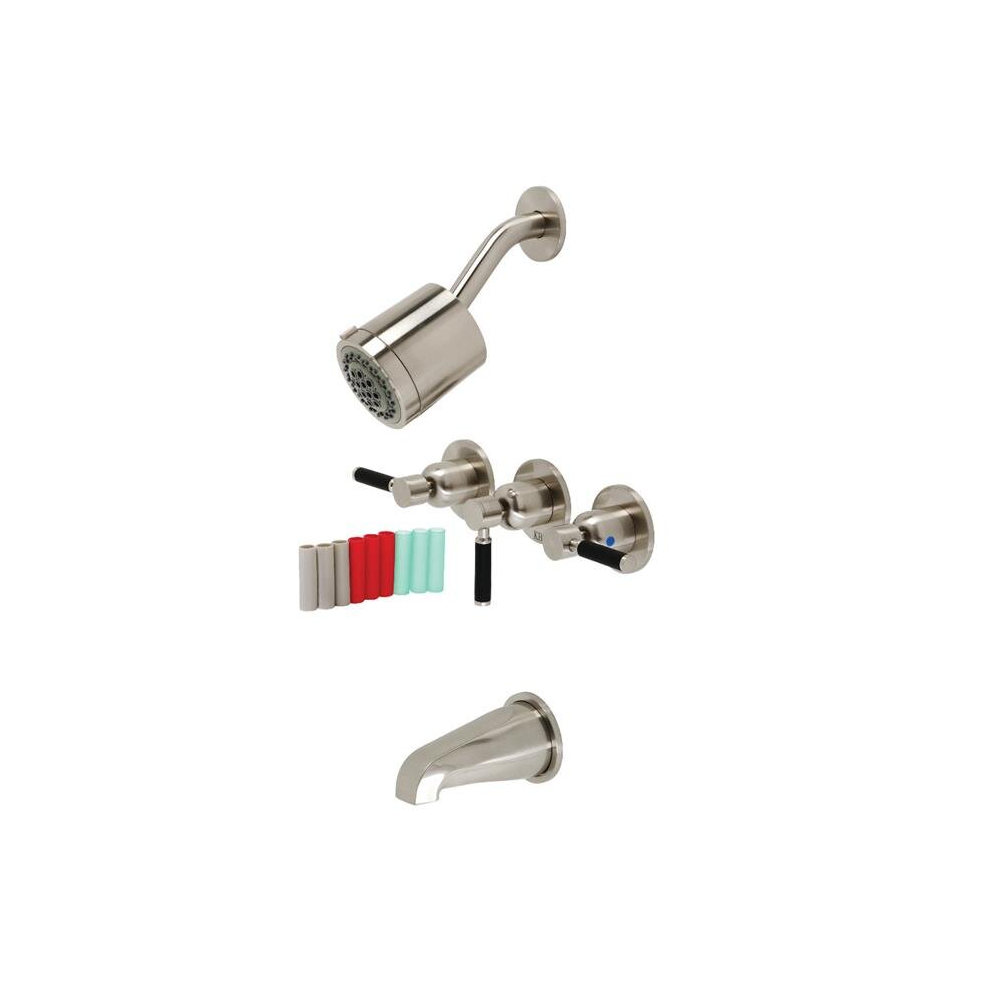 Kaiser Three-Handle Tub & Shower Faucet, Brushed Nickel 780475805859