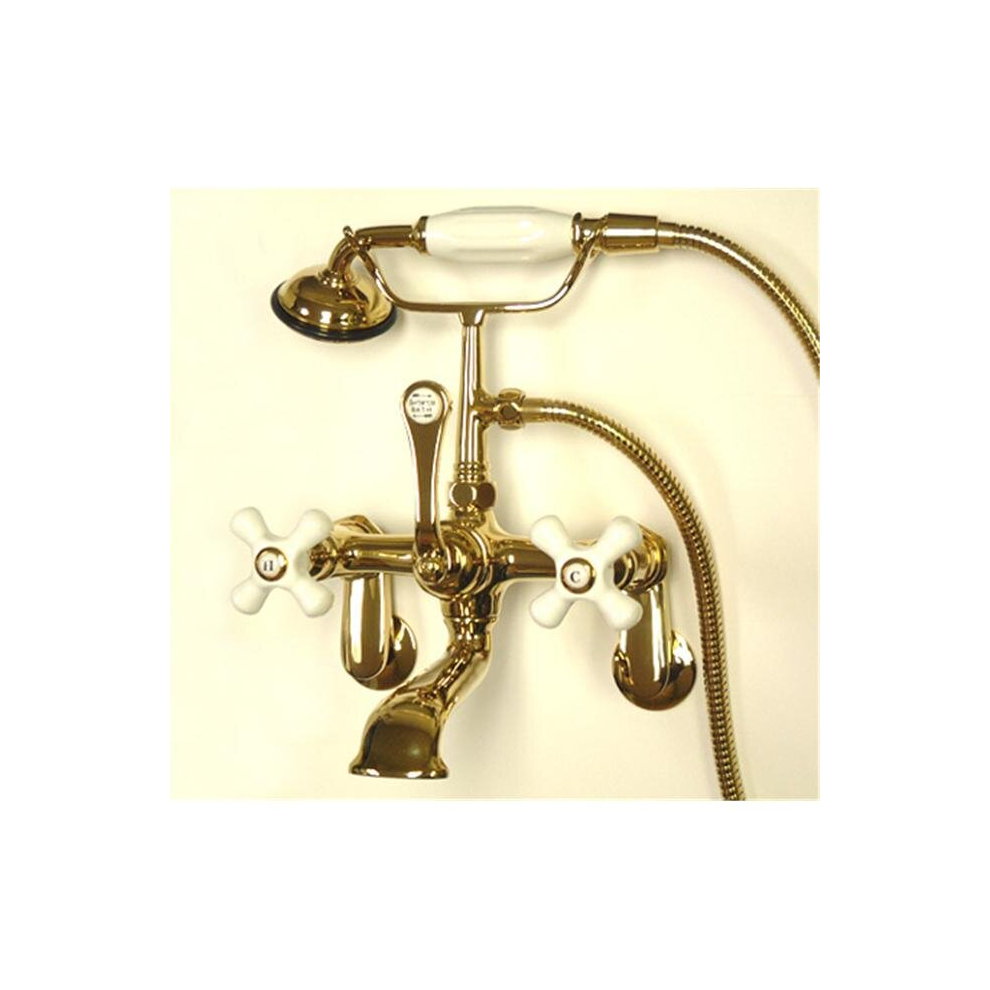 Clawfoot Tub Filler With Hand Shower - Polished Brass Finish 780475850941