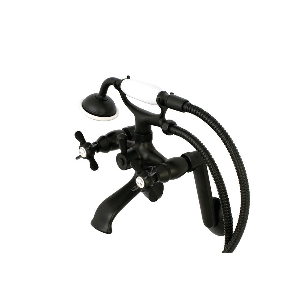 Kingston Tub Wall Mount Clawfoot Tub Faucet With Hand Shower, Matte Black 780475874008