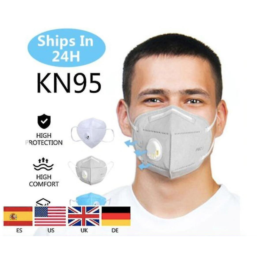 10pcs N95 Valve Mask 5 Layer Flu Anti Infection N95 Protective Masks Ffp2 Respirator Pm2.5 Safety Same As Kf94 Ffp3