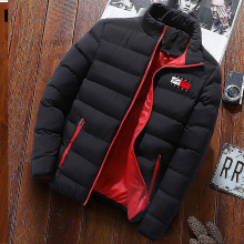 (Black, M) Men's Padded Coat Mid-length Thick Down Jacket Winter Warm Coat Fitted Fit