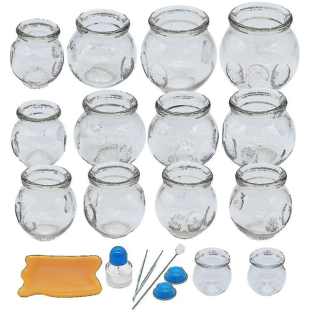 Cupping Therapy Sets,14 Cups Thick Chinese Acupoint Glass Cupping Therapy Set For Professionals,for Massage Back And Relieve Fatigue