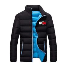 (Black Blue, M) Men's Padded Coat Mid-length Thick Down Jacket Winter Warm Coat Fitted Fit