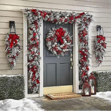 The Cordless Prelit Red And White Holiday Trim Christmas Wreaths Decoration For Front Door Outside Wall Hanging Christmas Garland Christmas Red Wreath