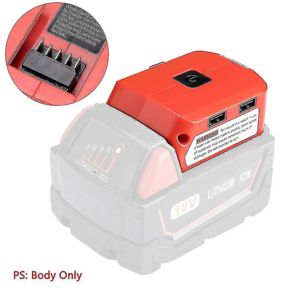 Usb Charger Battery Adapter 18v Power Source W/ Led For Milwaukee 49-24-2371 M18773