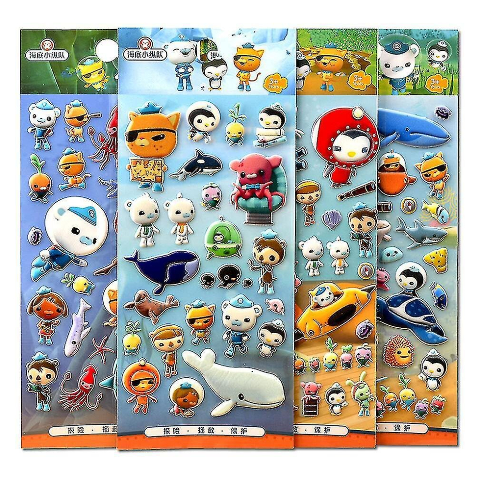 4 Sheets The Octonauts Puffy Stickers Creative Cartoon Waterproof Stickers For Kids