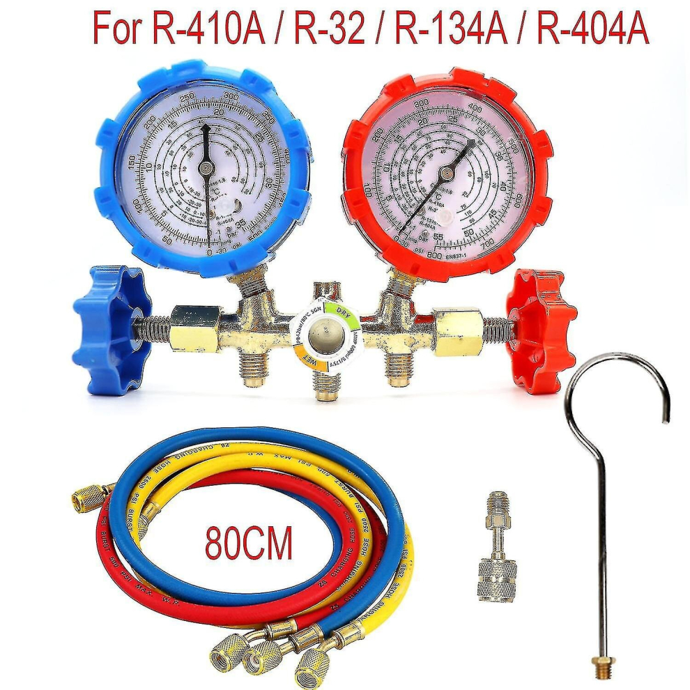 R410a 3 Way Ac Diagnostic Manifold Gauge Set For Freon Charging Fits R32 R410a R-404A R-134A Refrigeration Manifold Gauge Air 9326616107706