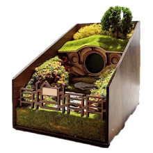 Dwarf Cave House Bookends,bookshelf Inserts Decorative Wooden Book Corners Miniature Landscape