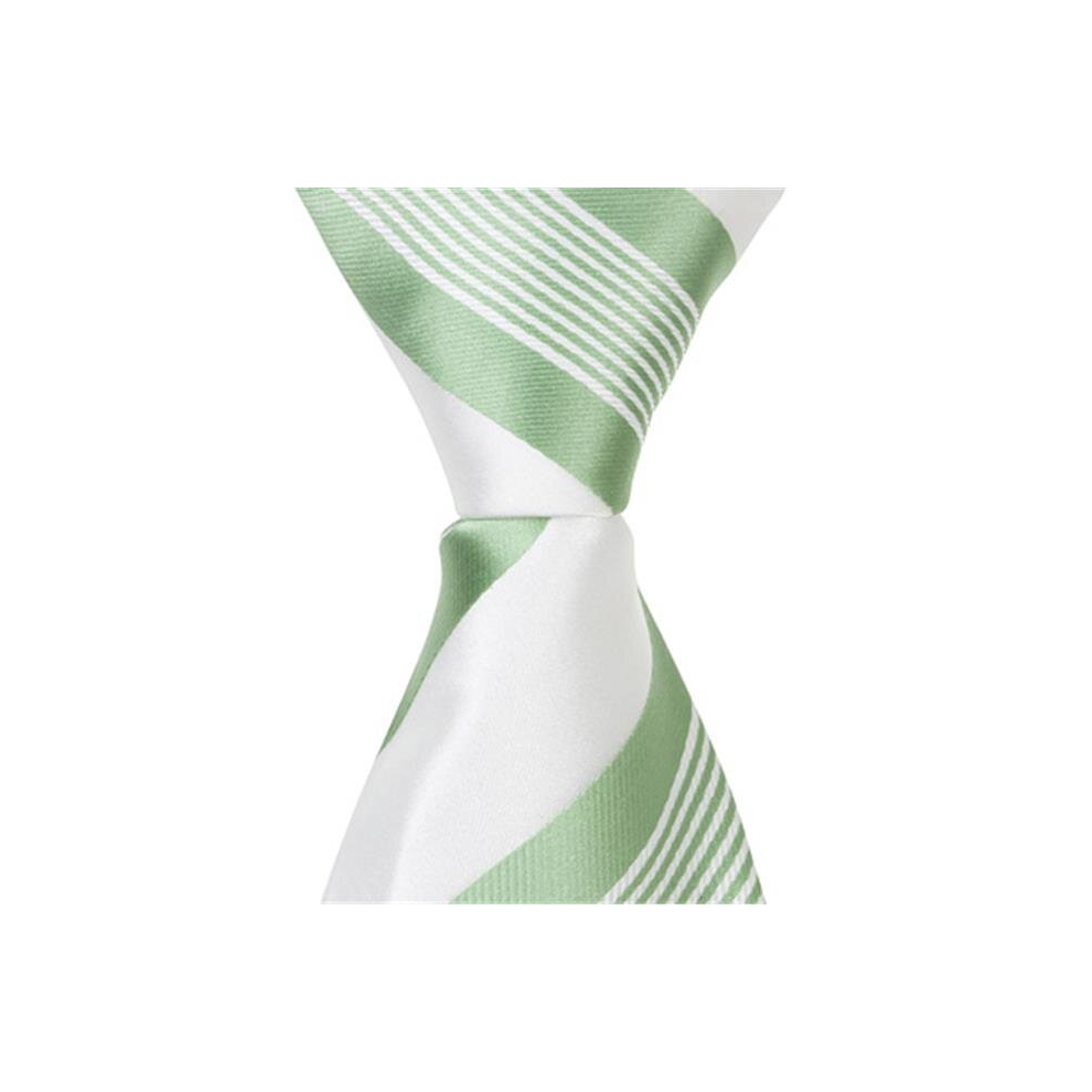 Mama'sboy Xg25 - 6 In. Newborn Zipper Necktie - White With Green Stripes