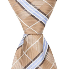 XN26 - Zipper Necktie - Brown With Blue & White Plaid- 6 to 18 Month